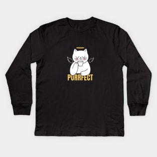 Purrfect tea Kids Long Sleeve T-Shirt